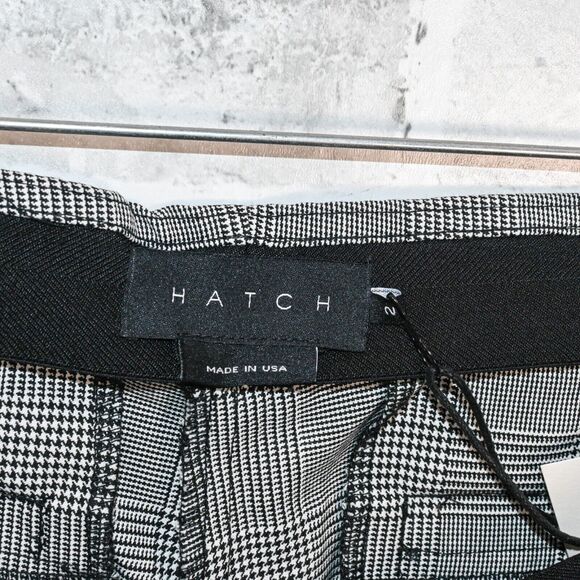 HATCH Maternity The Wide Leg Suit Pant Black White Plaid Glen size 2 $258 - Picture 3 of 9